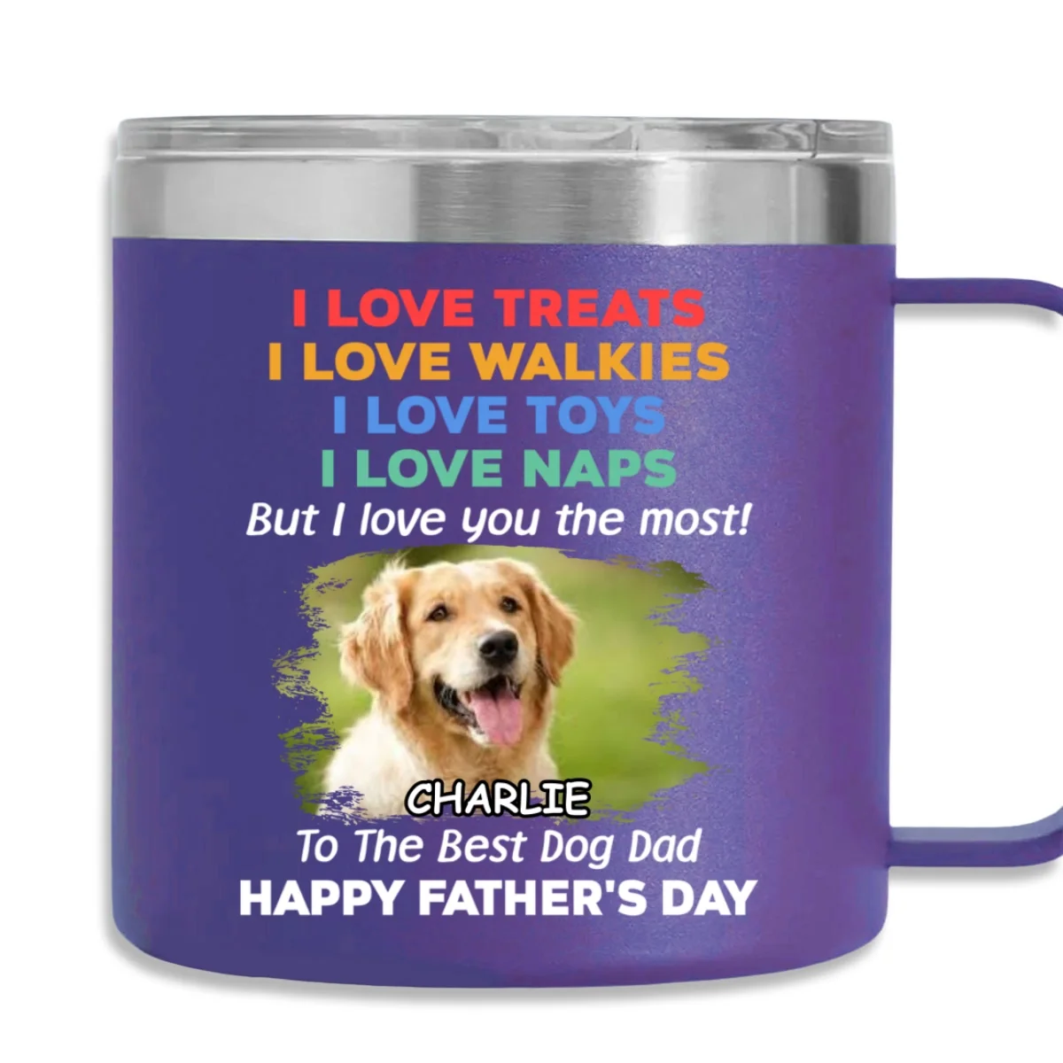 Love You The Most Version 2 Photo - Personalized Custom 14oz Stainless Steel Tumbler With Handle - Image 12