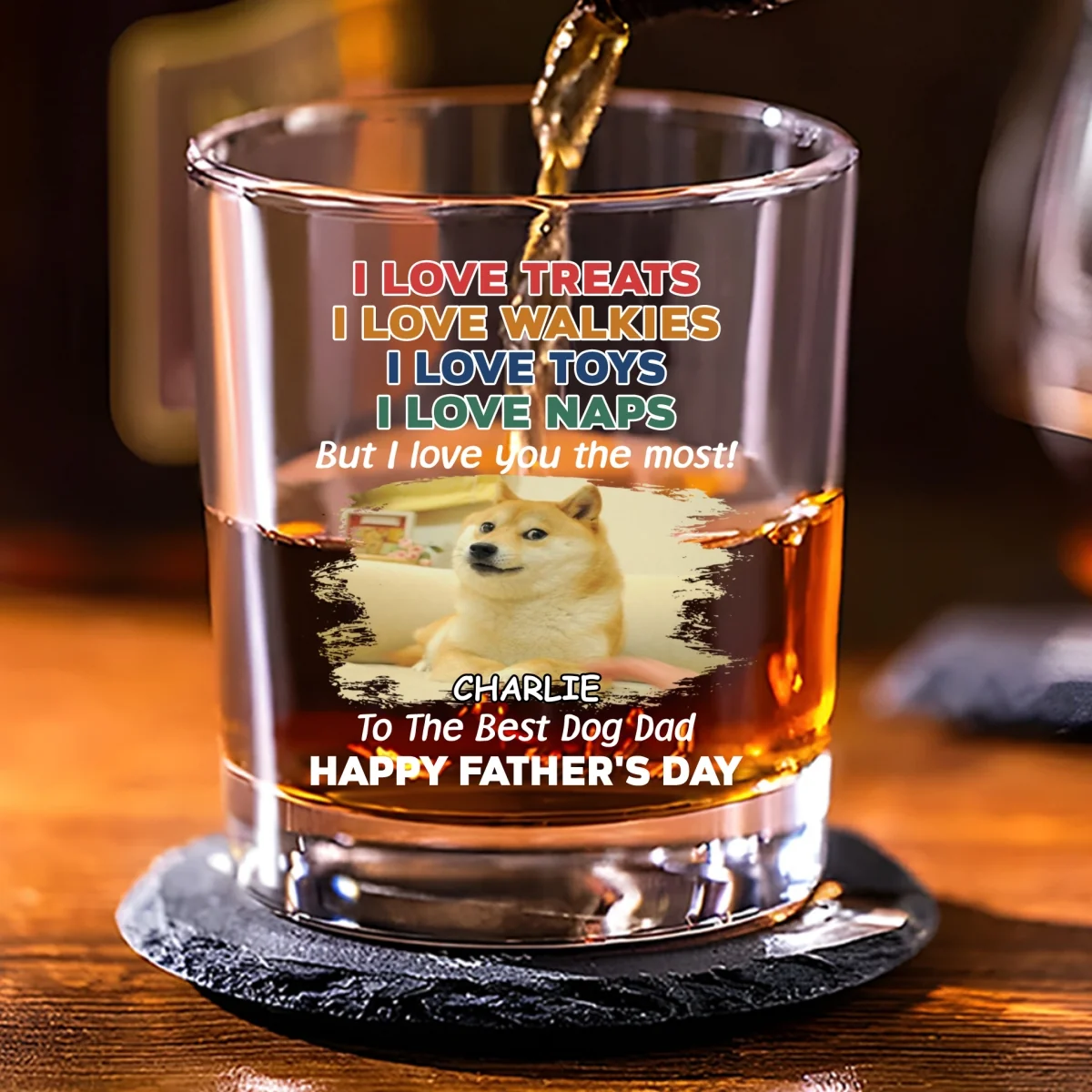 Love You The Most Version 2 Photo - Personalized Custom Whiskey Glass - Image 3