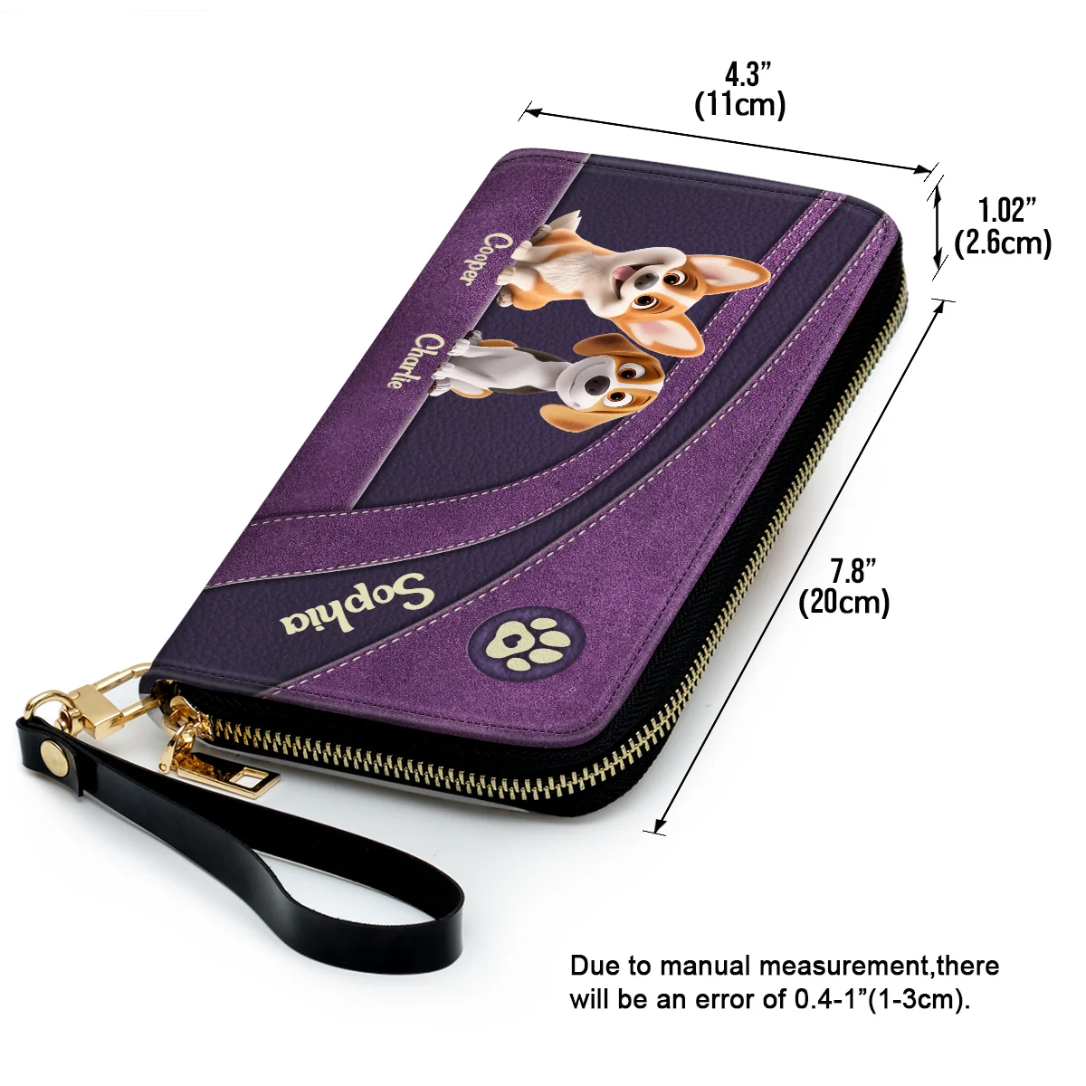 Lovely Baby Dogs Cartoon - Personalized Custom Leather Wallet - Image 3