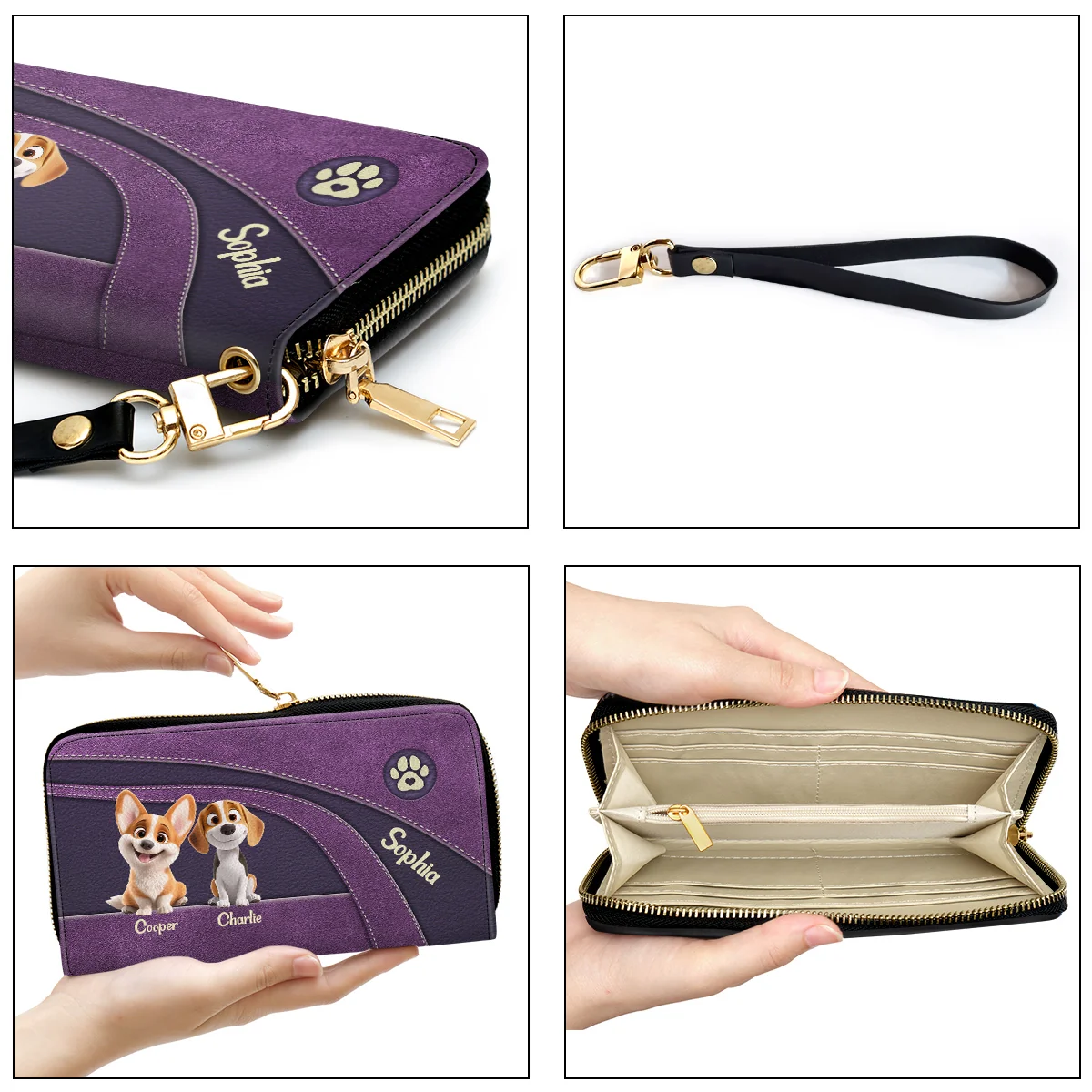 Lovely Baby Dogs Cartoon - Personalized Custom Leather Wallet - Image 4
