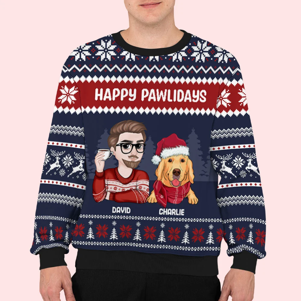 Lovely Dog Mom Dad Christmas - Personalized Custom All-Over-Print Sweatshirt - Image 5