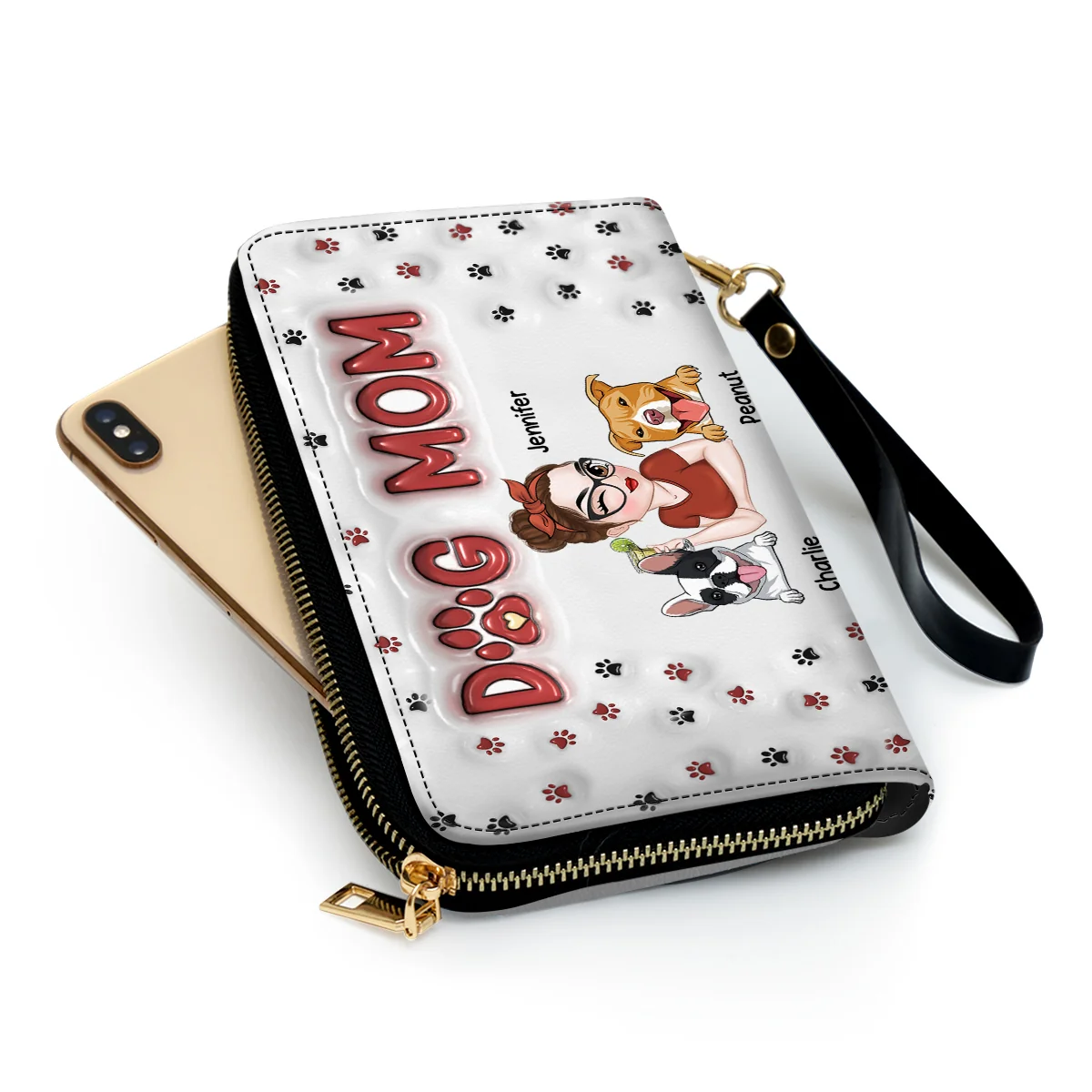 Lovely Dog Mom Wallet - Personalized Custom 3D Inflated Effect Leather Wallet - Image 3