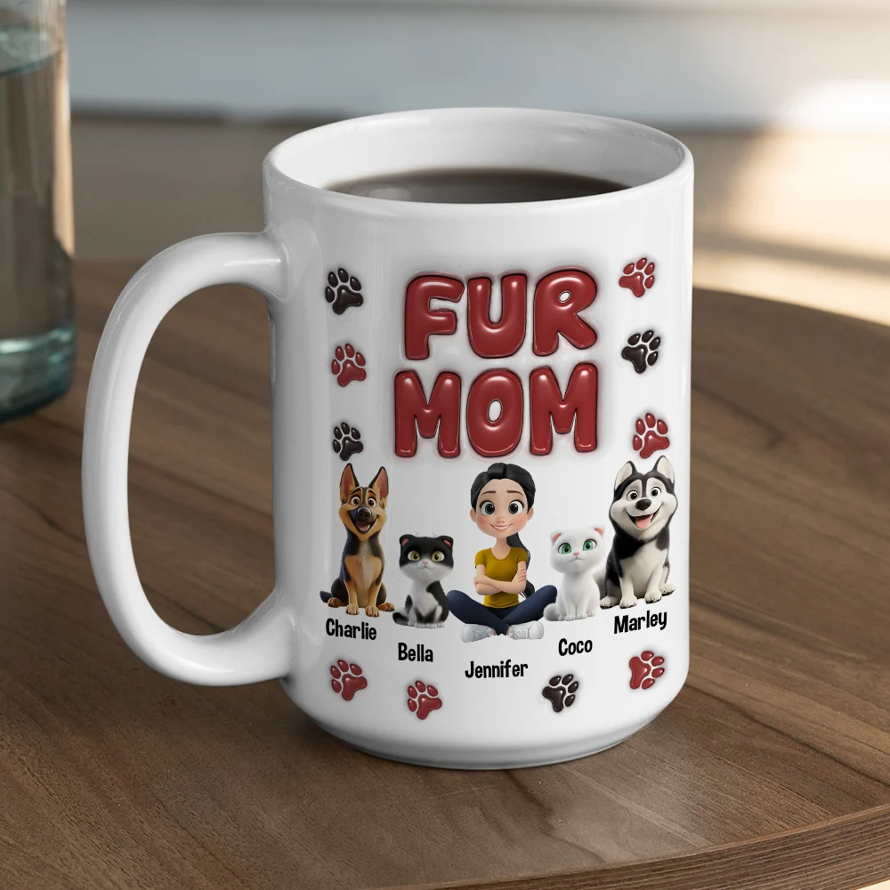 Lovely Fur Mama - Personalized Custom 3D Inflated Effect Mug - Image 7