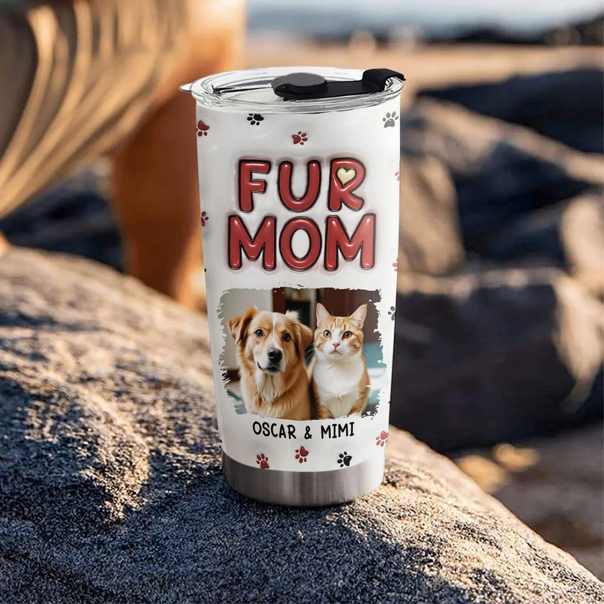 Lovely Fur Mom Photo - Personalized Custom 3D Inflated Effect Tumbler - Image 2