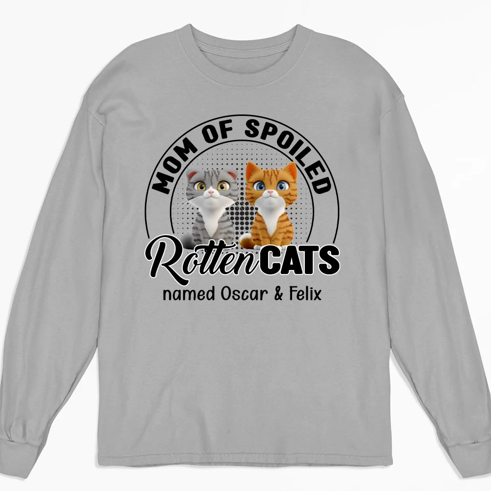 Lovely Spoiled Rotten Cat Chibi Cartoon - Personalized Custom Long Sleeve T-Shirt