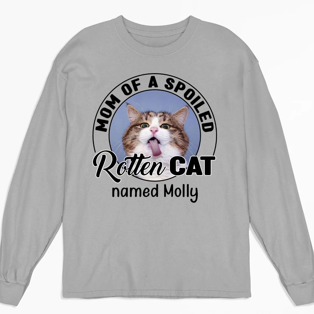 Lovely Spoiled Rotten Cat Chibi Cartoon Photo - Personalized Custom Long Sleeve T-Shirt