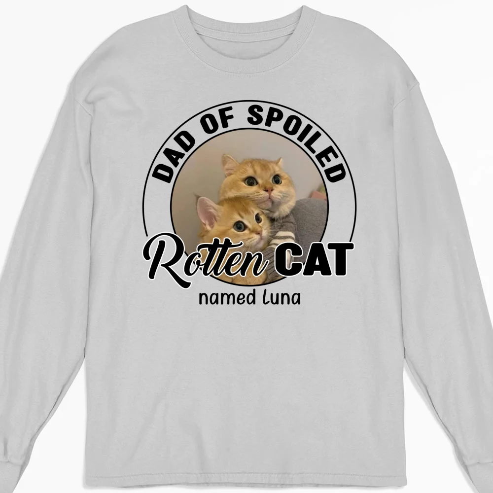 Lovely Spoiled Rotten Cat Chibi Cartoon Photo - Personalized Custom Long Sleeve T-Shirt - Image 4