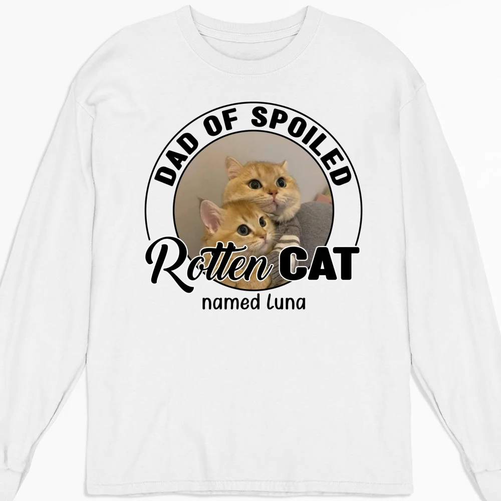 Lovely Spoiled Rotten Cat Chibi Cartoon Photo - Personalized Custom Long Sleeve T-Shirt - Image 5