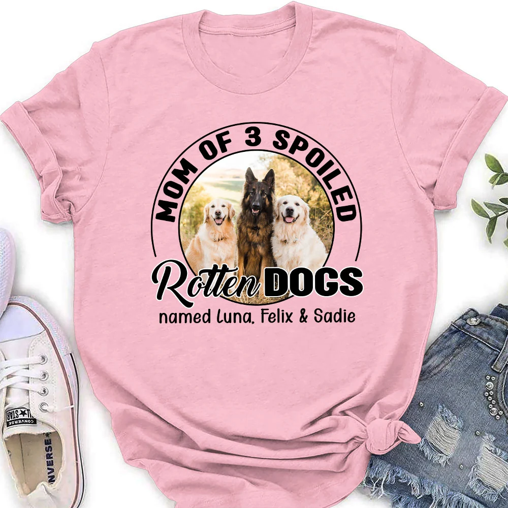 Lovely Spoiled Rotten Dog Chibi Cartoon Photo - Personalized Custom Women's T-Shirt - Image 4