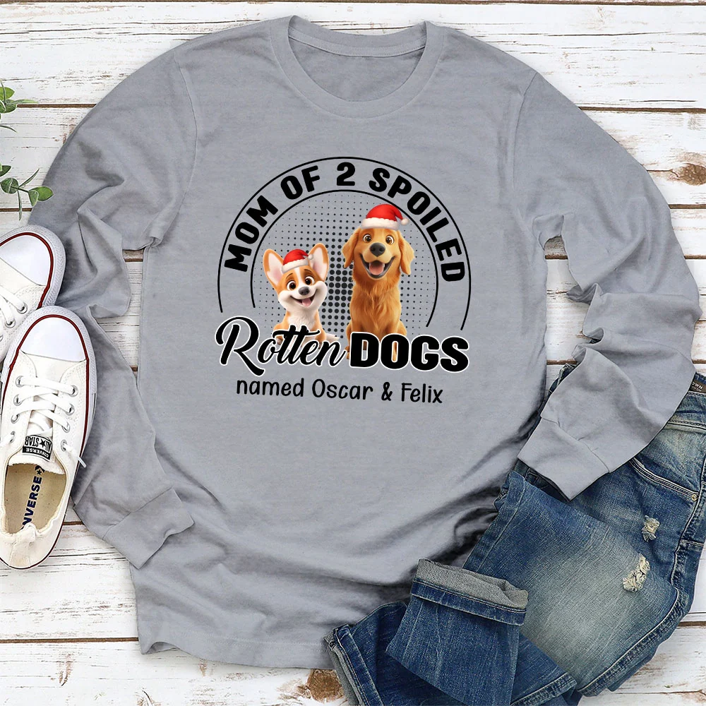 Lovely Spoiled Rotten Dog Chibi Cartoon Ver Christmas - Personalized Custom Long Sleeve T-Shirt - Image 3