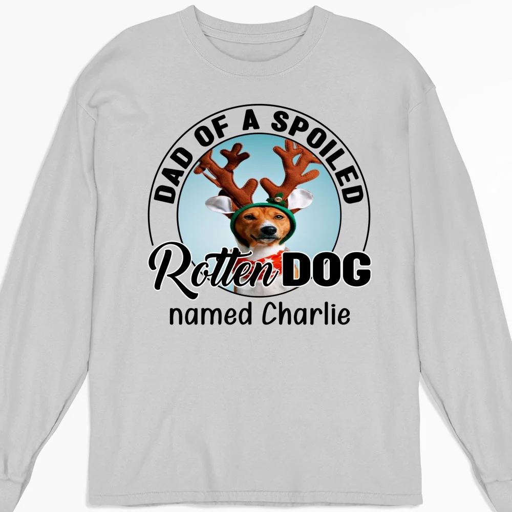 Lovely Spoiled Rotten Dog Chibi Cartoon Ver Christmas Photo - Personalized Custom Long Sleeve T-Shirt - Image 4