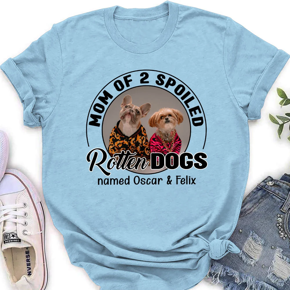 Lovely Spoiled Rotten Dog Chibi Cartoon Ver Christmas Photo - Personalized Custom Women T-Shirt - Image 2