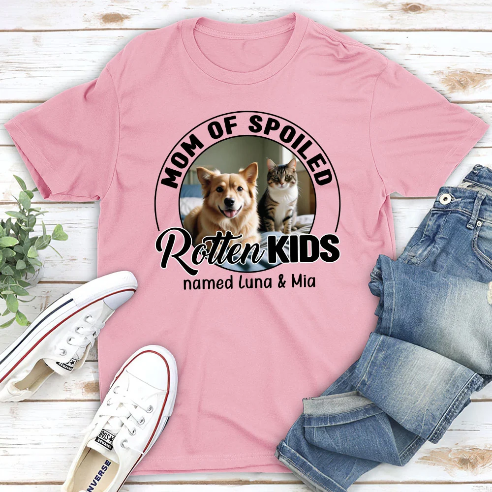 Lovely Spoiled Rotten Pet Chibi Cartoon Photo - Personalized Custom Unisex T-Shirt - Image 4