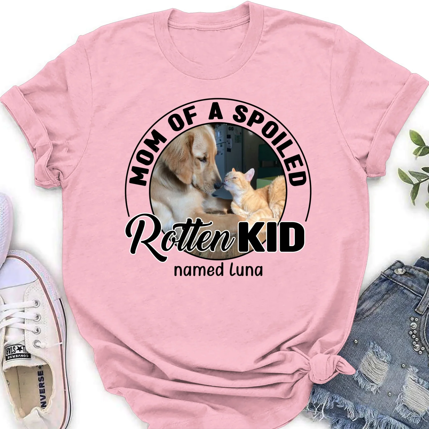 Lovely Spoiled Rotten Pet Chibi Cartoon Photo - Personalized Custom Women's T-Shirt - Image 7