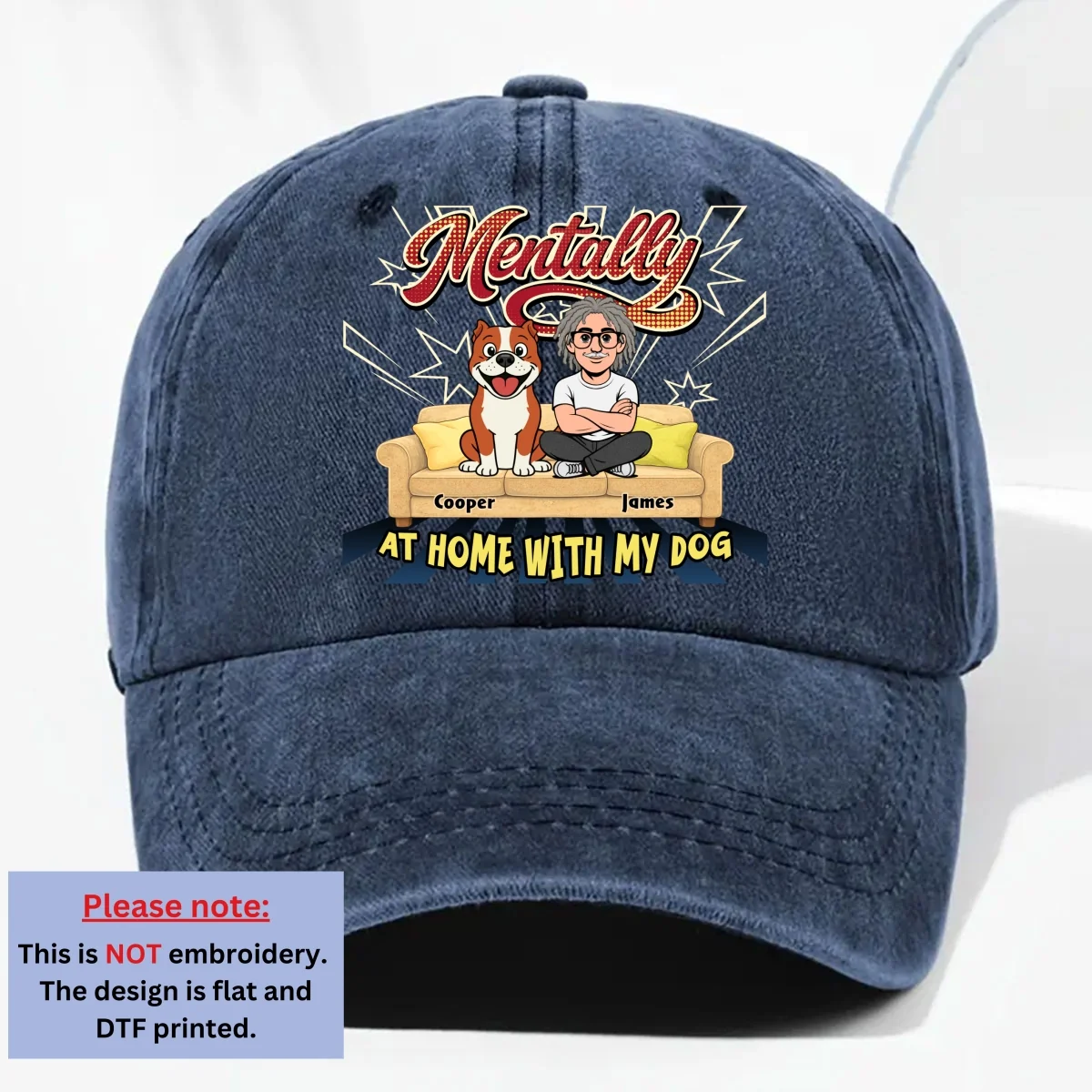 Mentally At Home - Personalized Custom Vintage Washed Denim Cap - Image 9