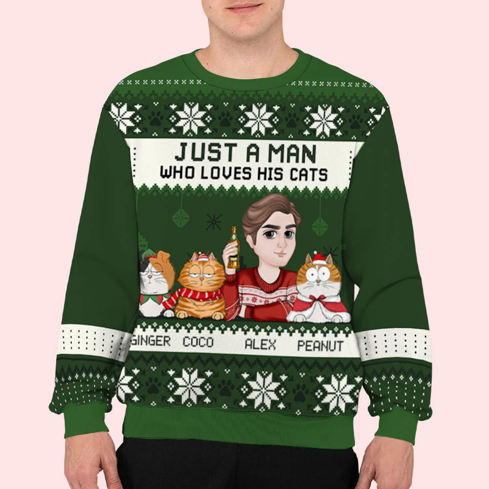 Merry Catmas Version 2 - Personalized Custom All-Over-Print Sweatshirt - Image 5