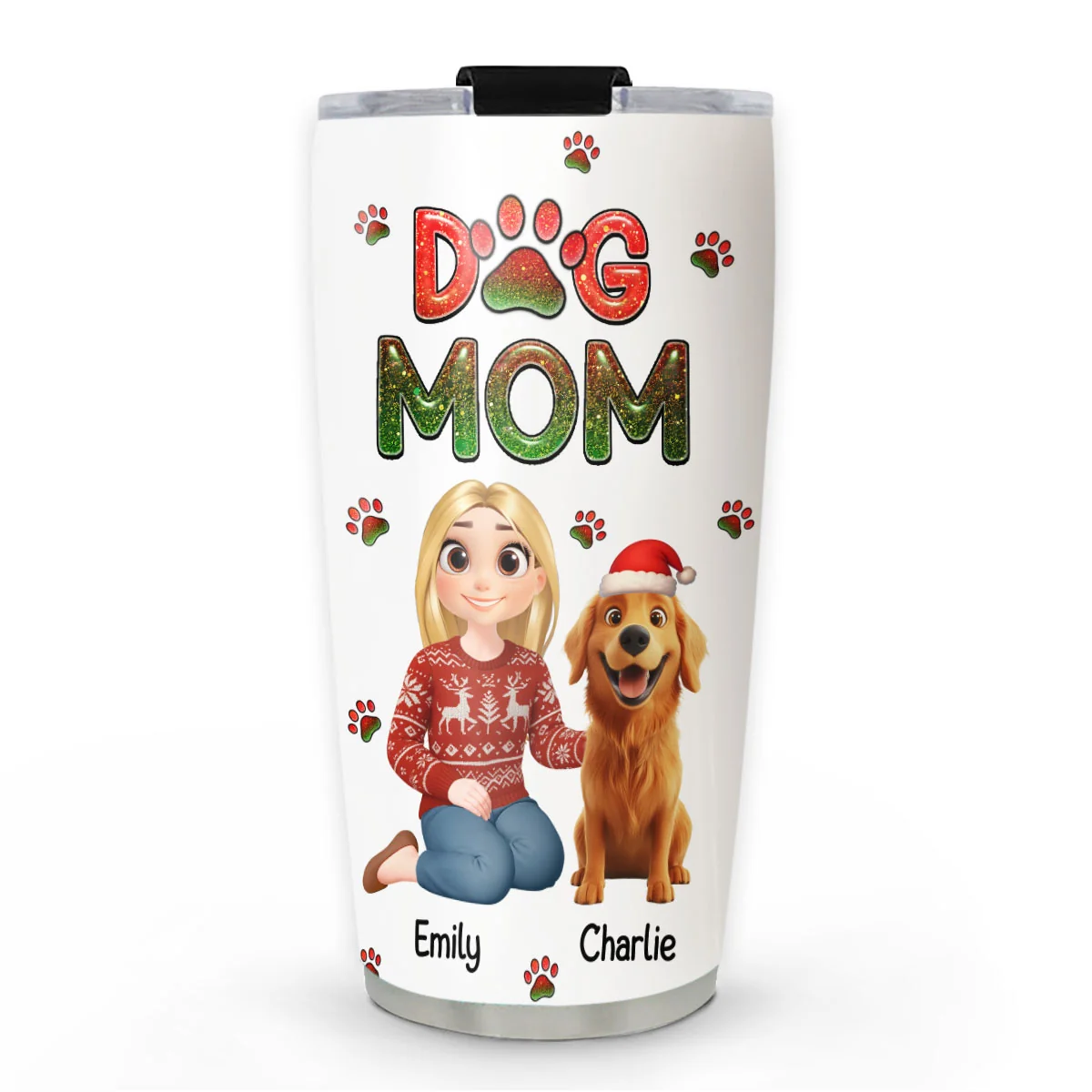 Merry Christmas Dog Mom - Personalized Custom Tumbler