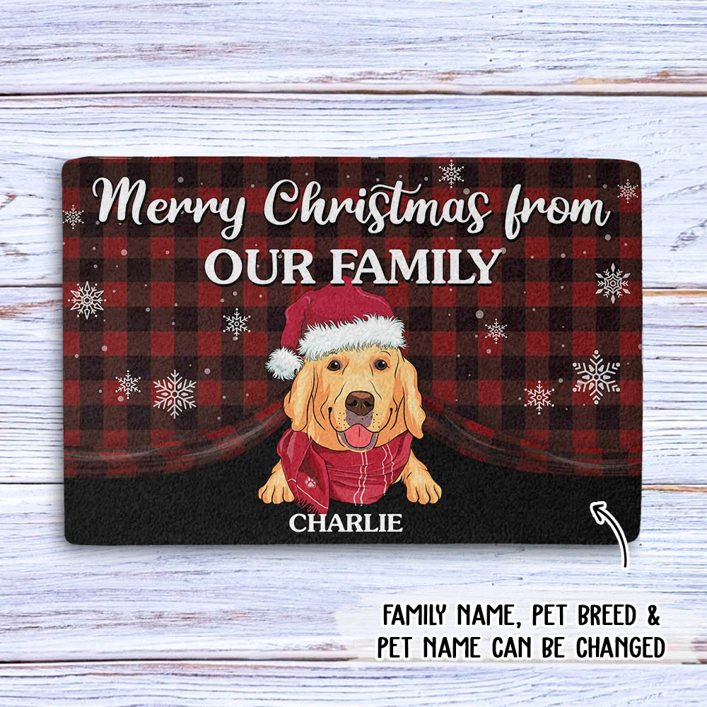 Merry Christmas Family - Personalized Custom Doormat - Image 5
