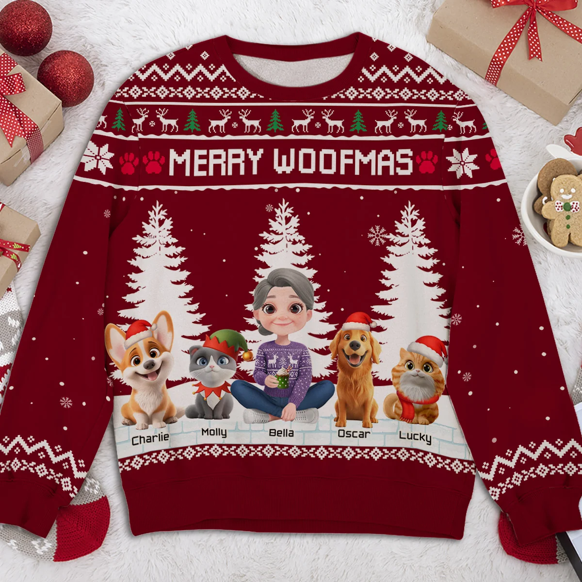 Merry Christmas To My Mom Dad Cartoon - Personalized Custom All-Over-Print Sweatshirt - Image 4