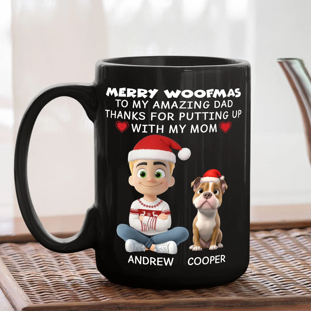 Merry Woofmas Dog Dad - Personalized Custom Coffee Mug - Image 4