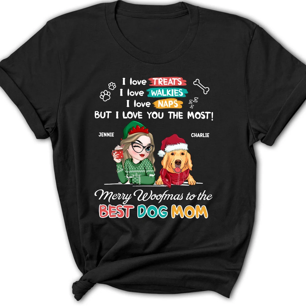Merry Woofmas To Dad Mom - Personalized Custom Women's T-shirt