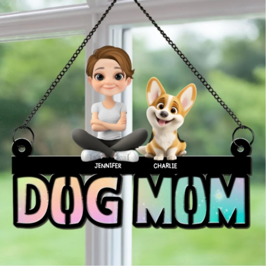 Mom And The Dogs - Personalized Custom Suncatcher - Image 6