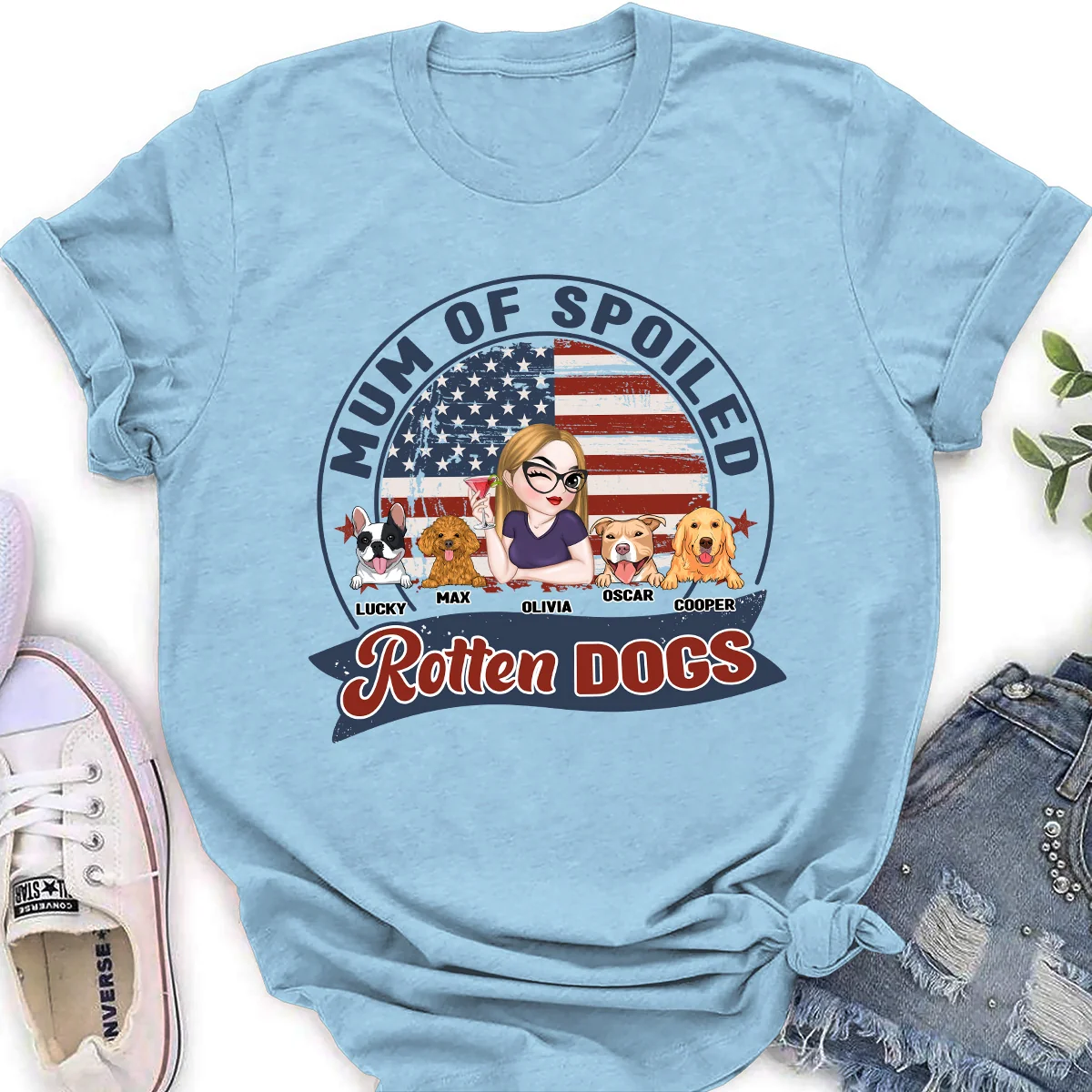 Mom Dad Of Spoiled Rotten Dogs - Personalized Custom Women T-shirt - Image 3