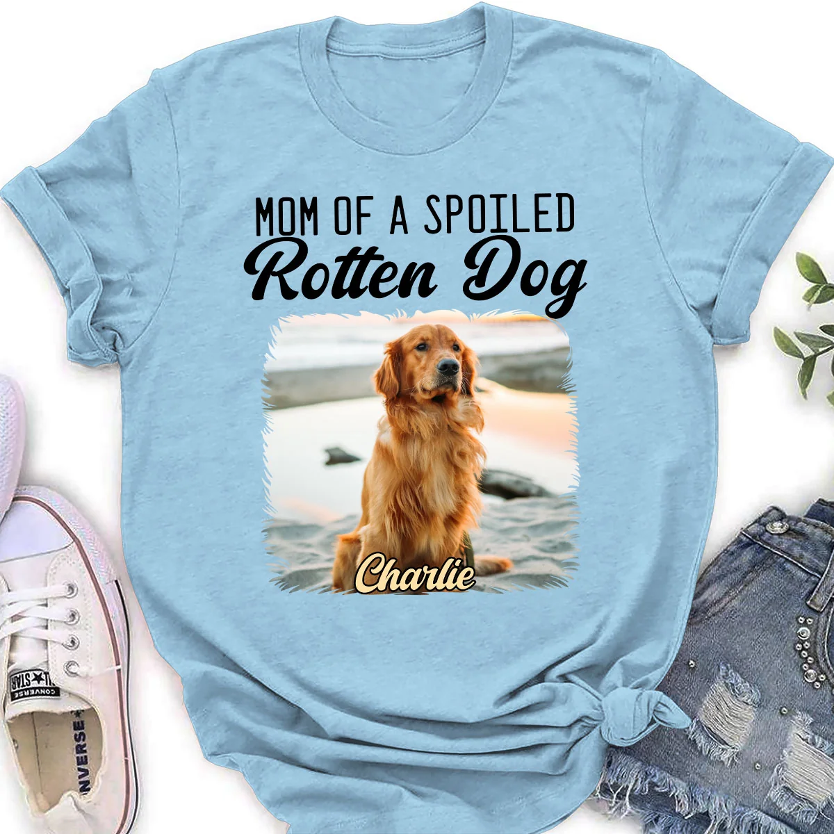 Mom Loved By Dogs Photo - Personalized Custom Women's T-Shirt - Image 2