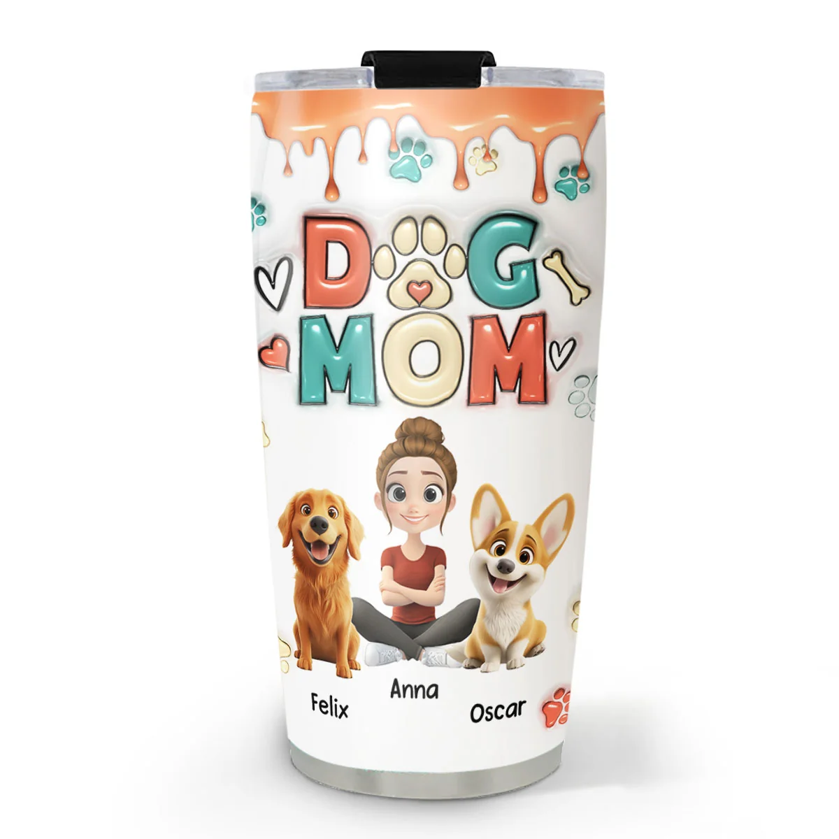 Cute Mom Of Dogs - Personalized Custom 3D Inflated Effect Tumbler