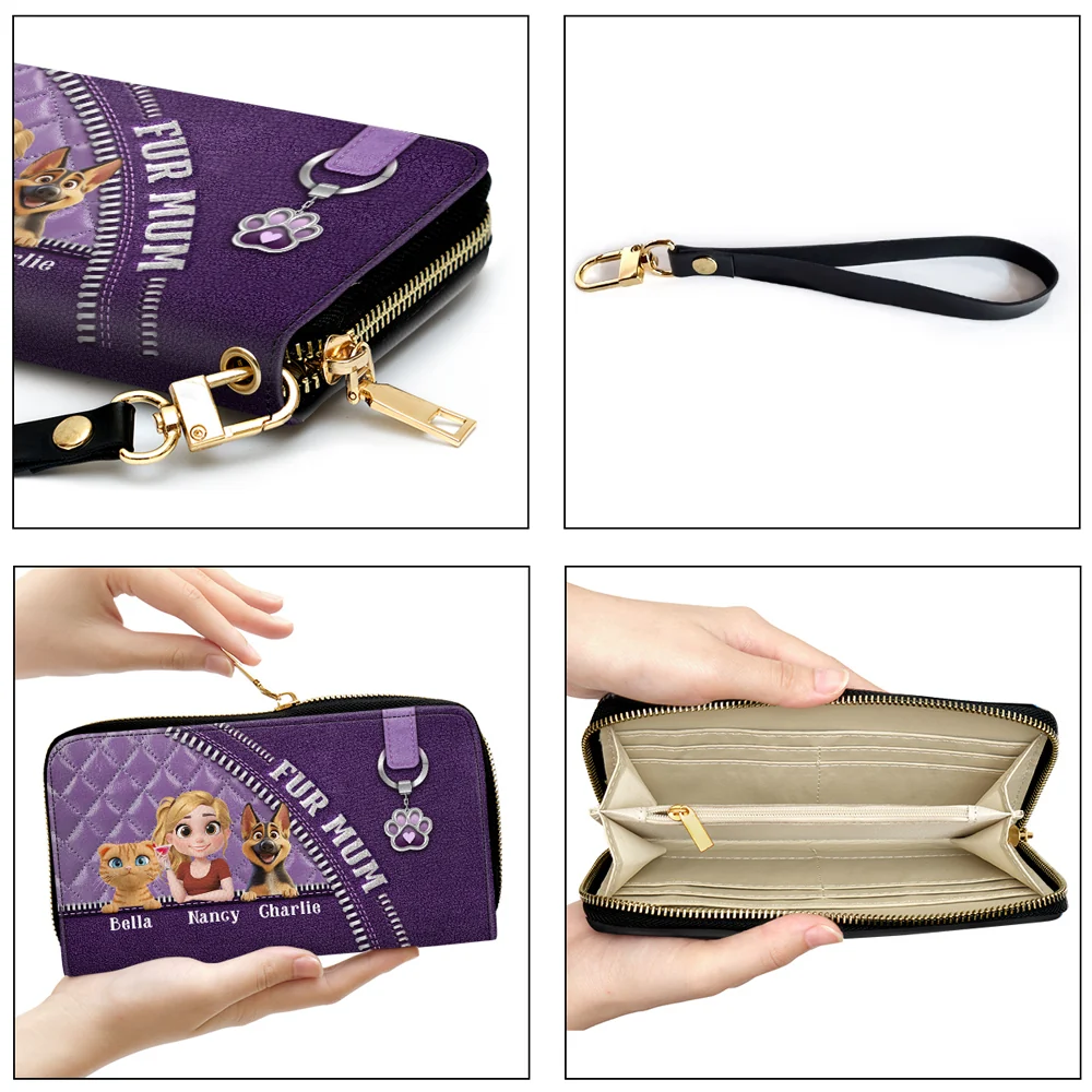 Mom Of Pets - Personalized Custom Leather Wallet - Image 5