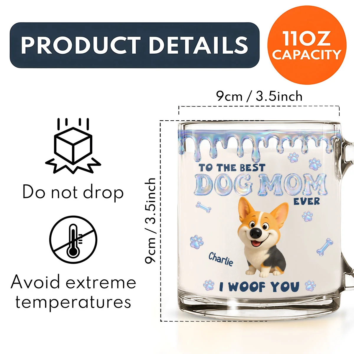Mom Of The Dog - Personalized Custom 3D Effect Glass Mug - Image 4
