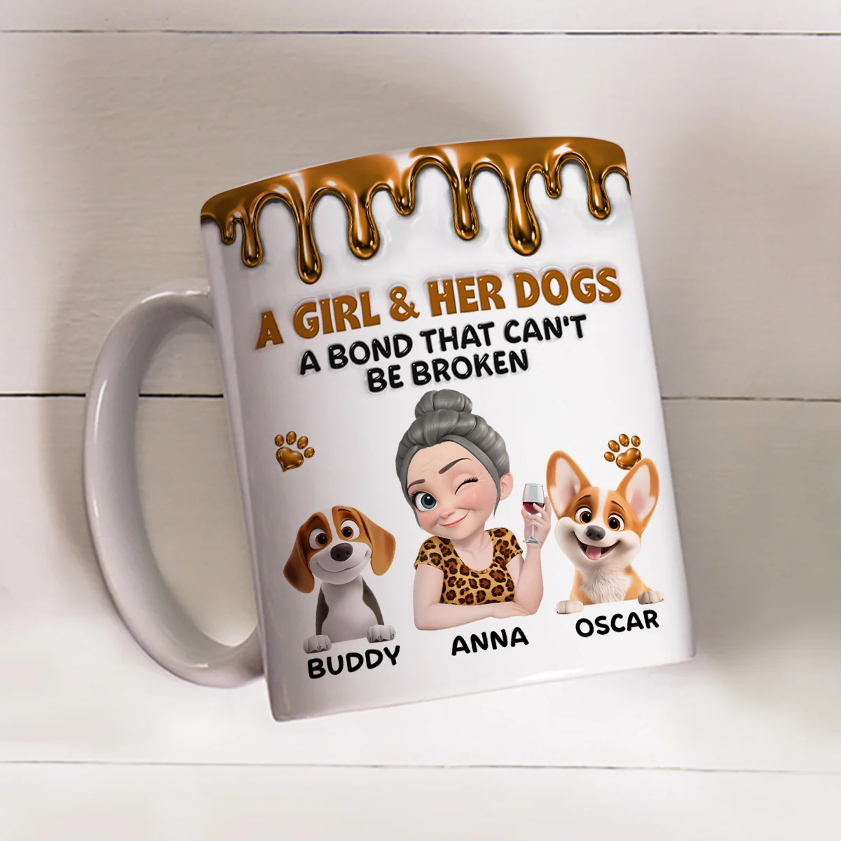 Mommy And Her Rotten Dogs - Personalized Custom 3D Effect Coffee Mug - Image 2
