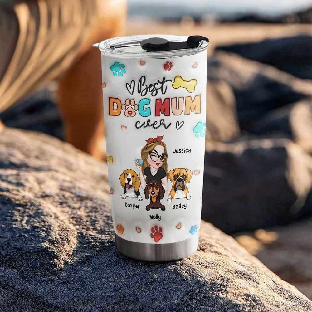 Mommy Of Dogs - Personalized Custom 3D Inflated Effect Tumbler - Image 4