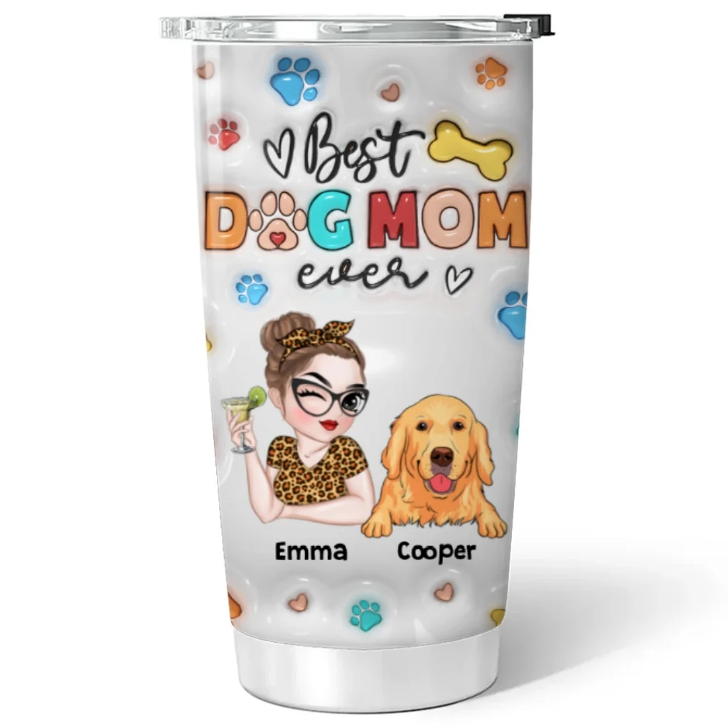Mommy Of Dogs - Personalized Custom 3D Inflated Effect Tumbler - Image 6