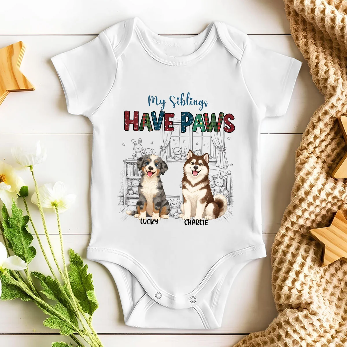 My Brother Is Storybook Dogs - Personalized Custom Baby Onesie - Image 3