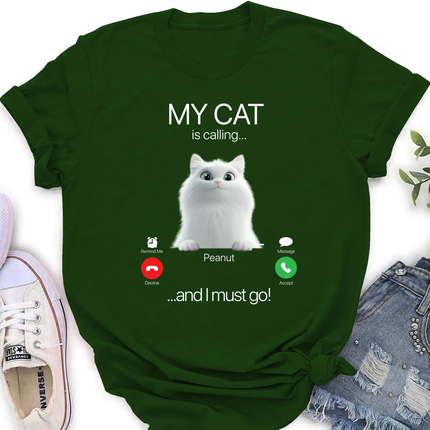 My Cat Is Calling - Personalized Custom Women's T-shirt - Image 8