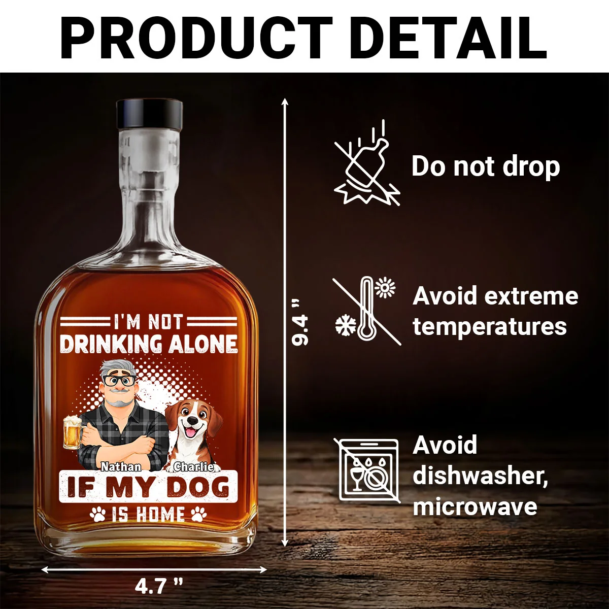 My Dog Is Here - Personalized Custom Spirits Decanter - Image 5
