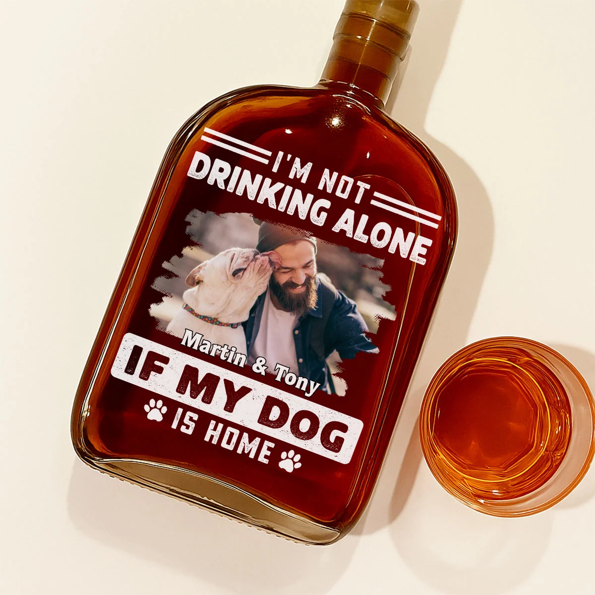 My Dog Is Here Photo - Personalized Custom Spirits Decanter - Image 2