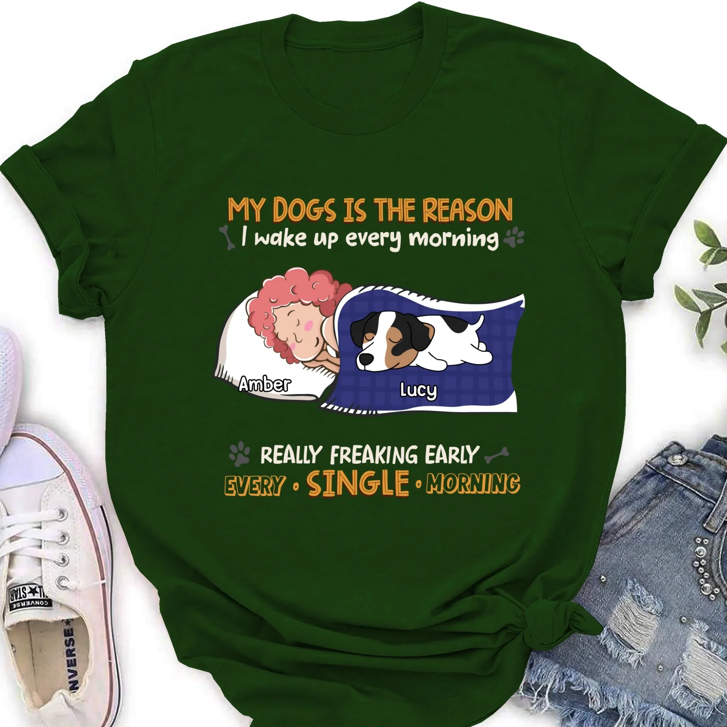 My Dog Is The Reason I Wake Up - Personalized Custom Women's T-shirt - Image 6