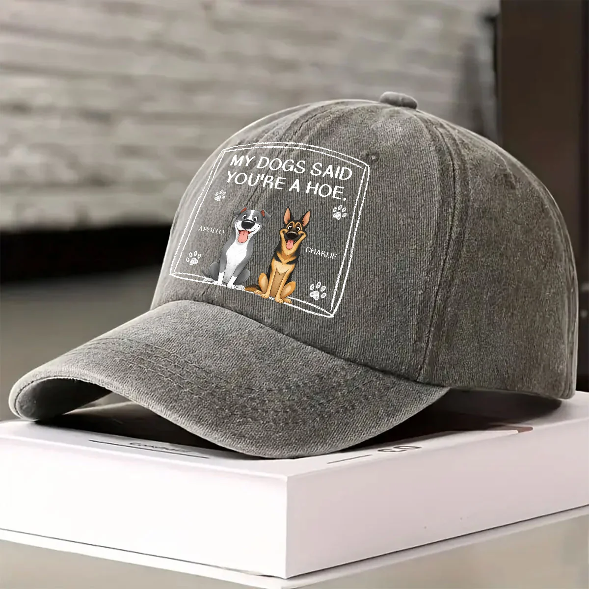 My Dogs Said It - Personalized Custom Vintage Washed Denim Cap - Image 2