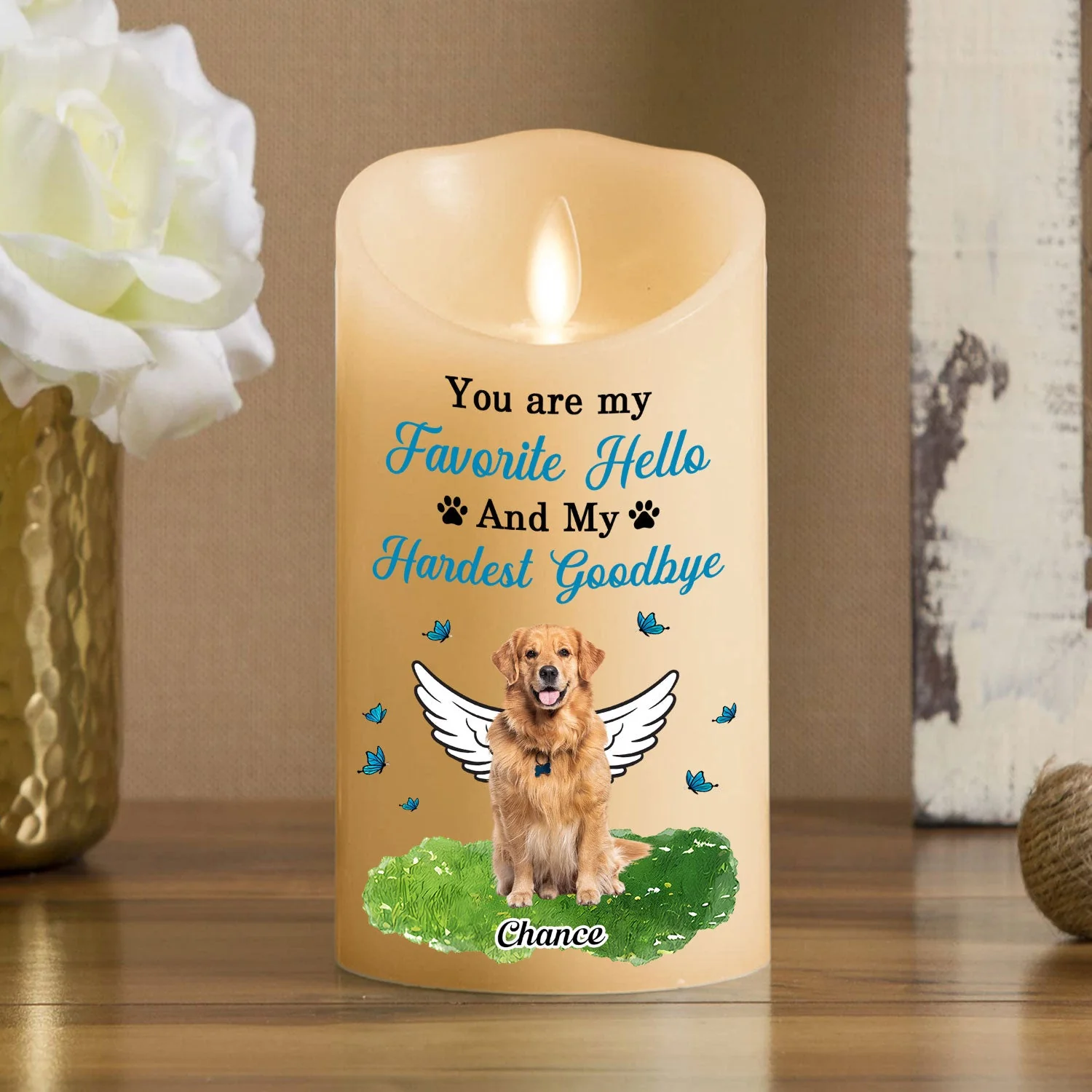 My Favorite Hello And My Hardest Goodbye - Personalized Custom LED Candle - Image 2