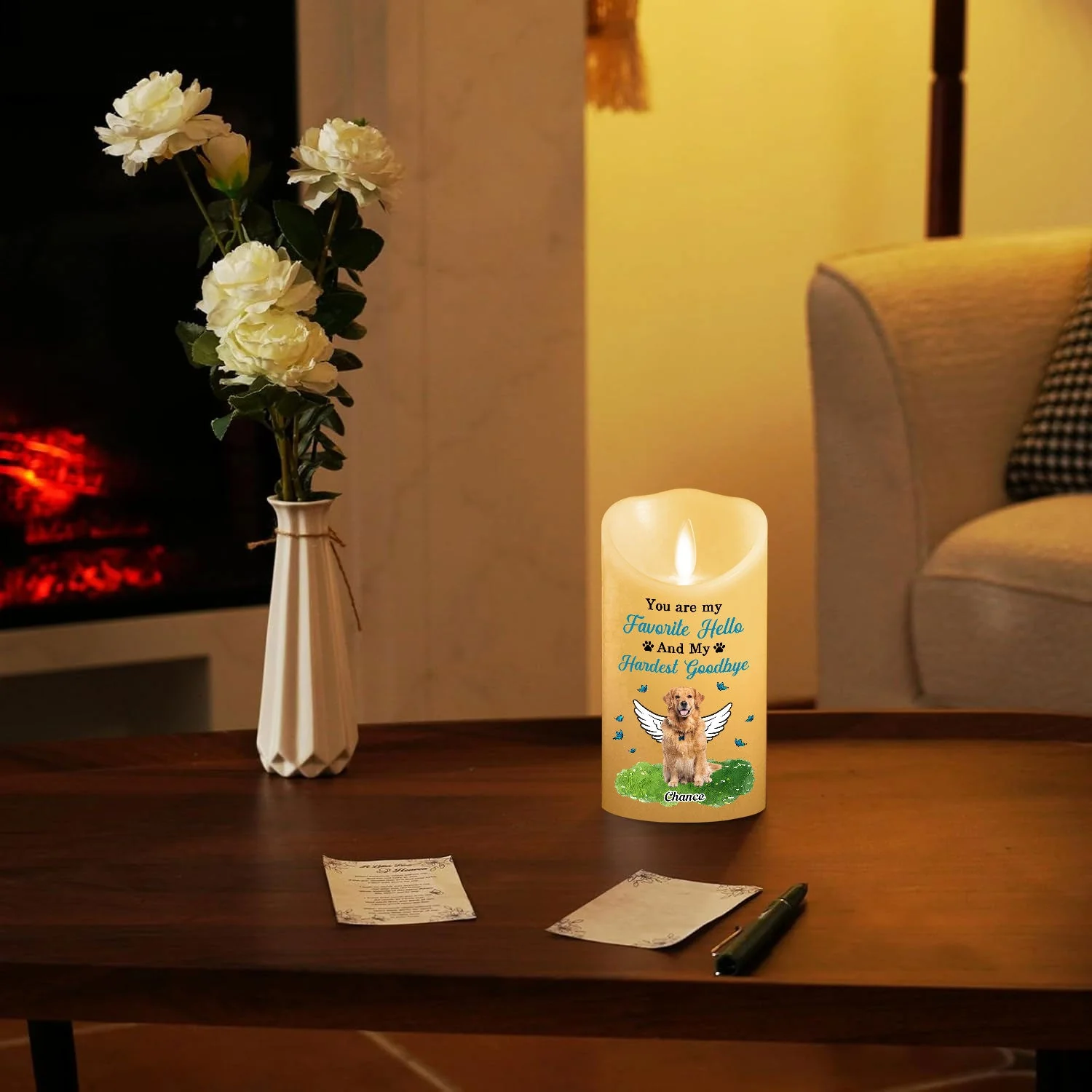 My Favorite Hello And My Hardest Goodbye - Personalized Custom LED Candle - Image 4