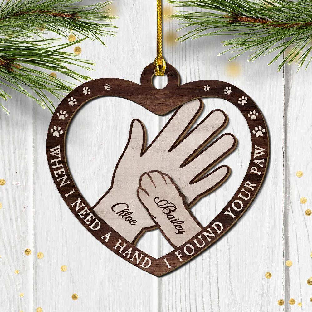 My Hand, Your Paw - Personalized Custom 2-layered Wood Ornament - Image 3