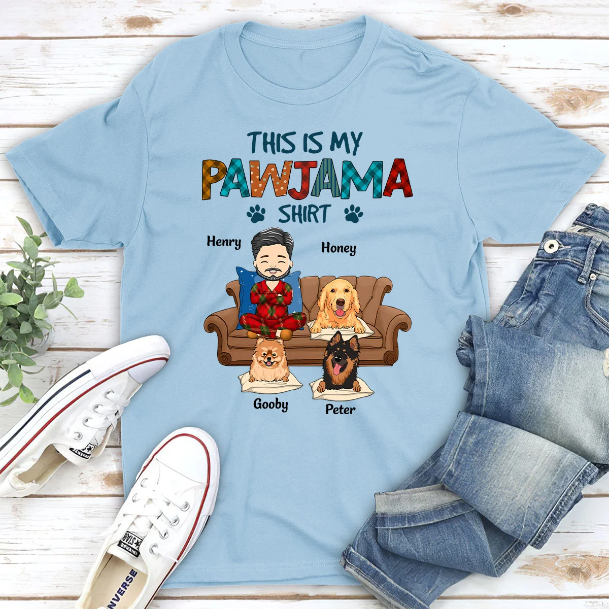 My Handsome Pawjama Sleepshirt - Personalized Custom Unisex T-Shirt - Image 3