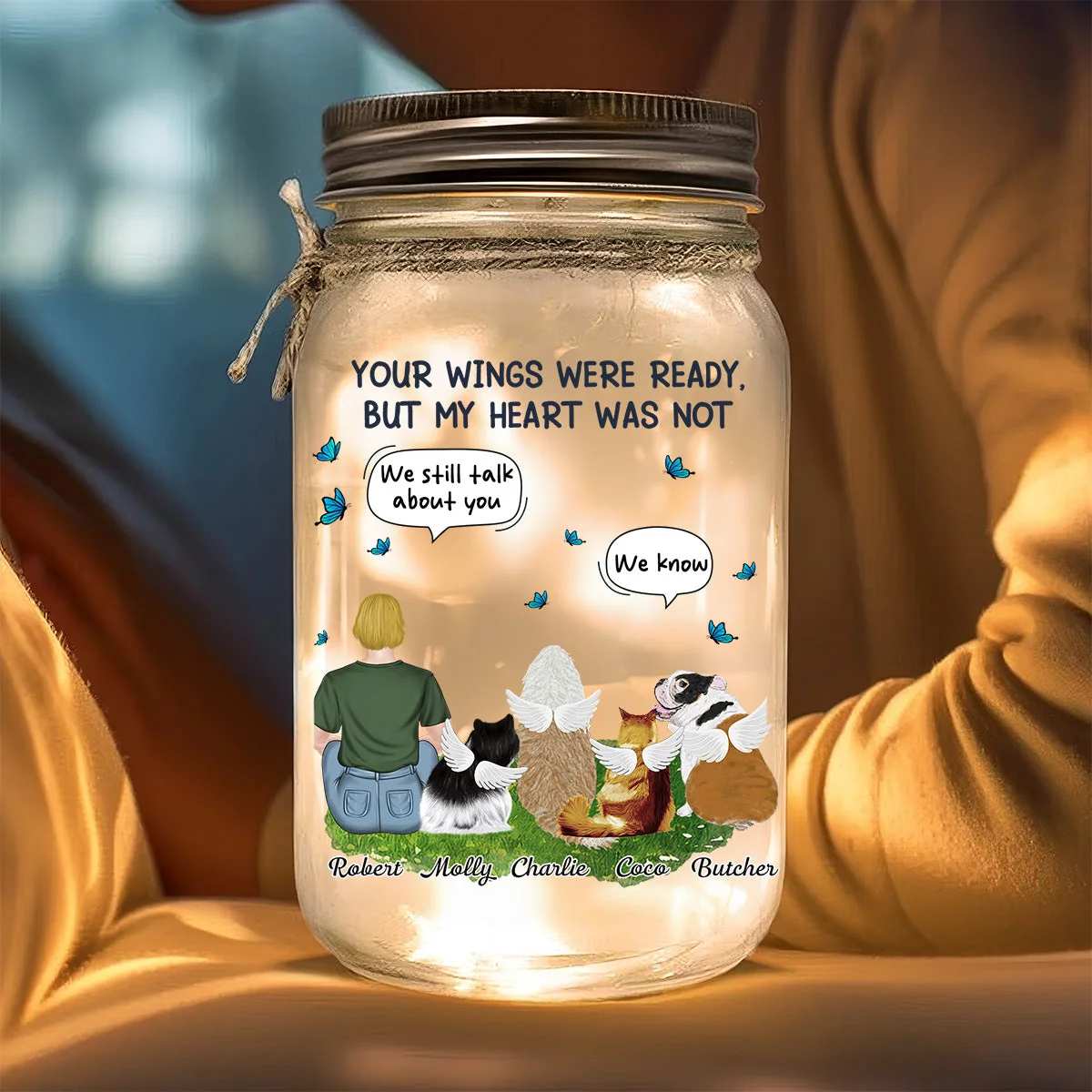 My Heart Was Not Ready To Lose You Version Man - Personalized Custom Mason Jar Light - Image 4