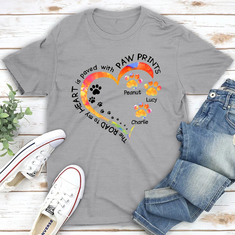 My Heart With Paw Prints 2 - Personalized Custom Unisex T-shirt - Image 3