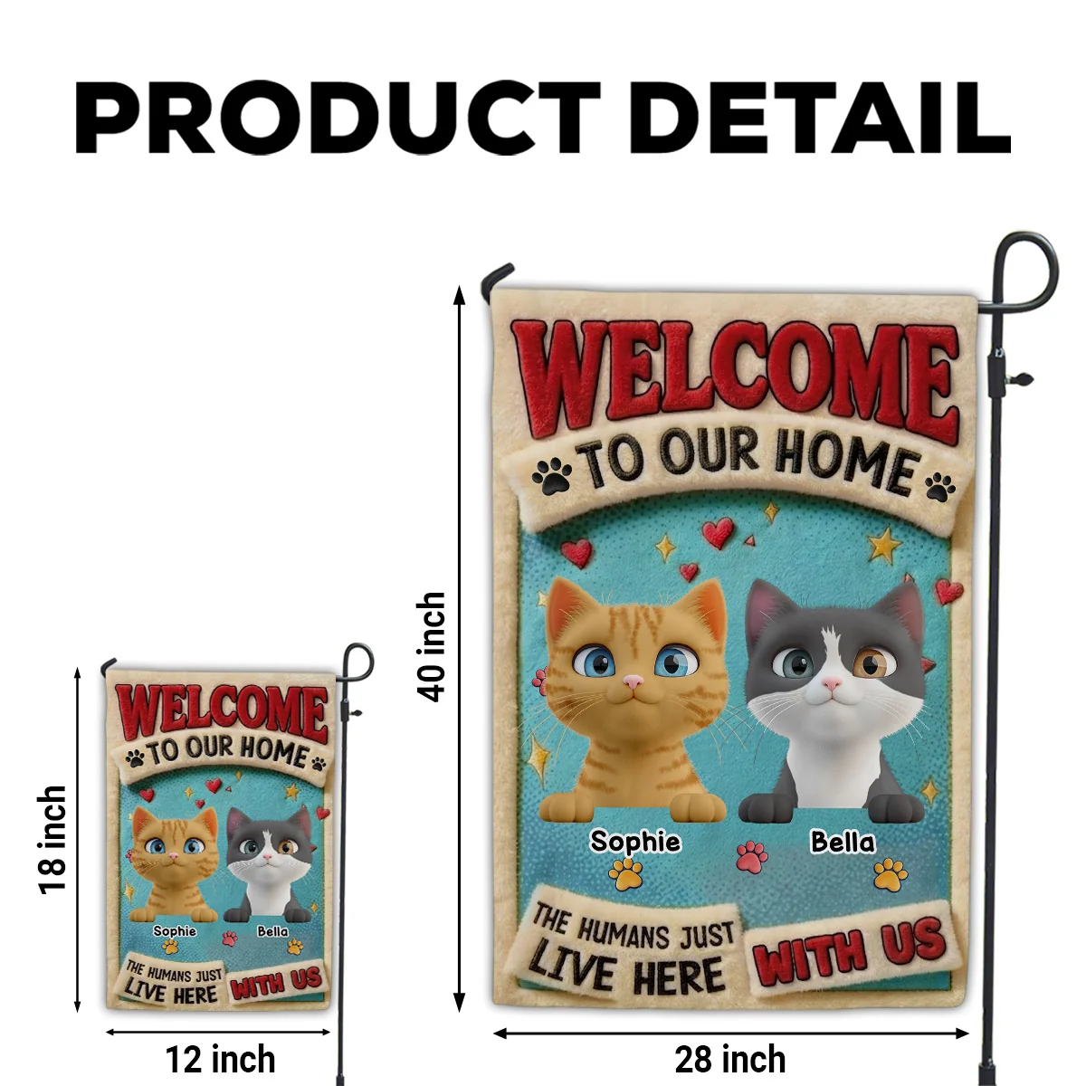 My Human Just Lives Here With Cats - Personalized Custom Flag - Image 6