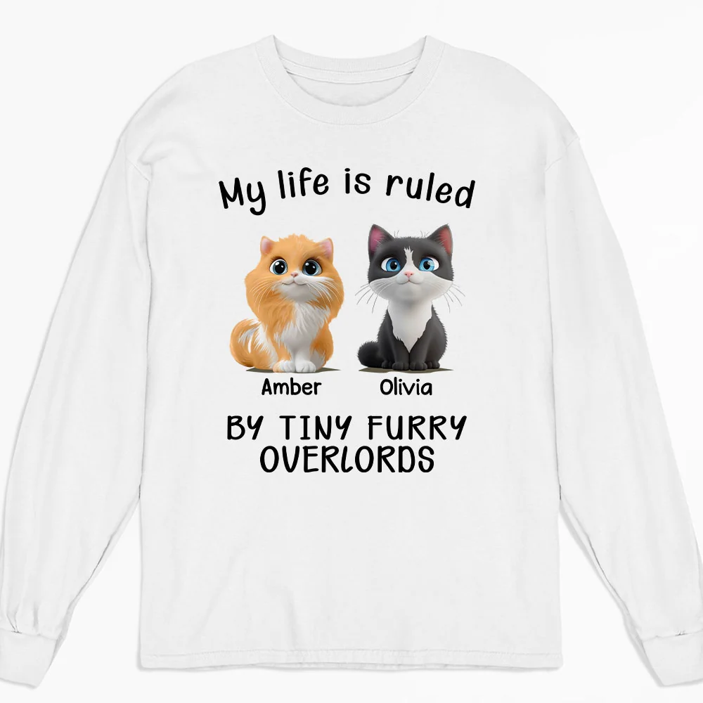 My Life Is Ruled By Cats Cartoon - Personalized Custom Long Sleeve T-shirt