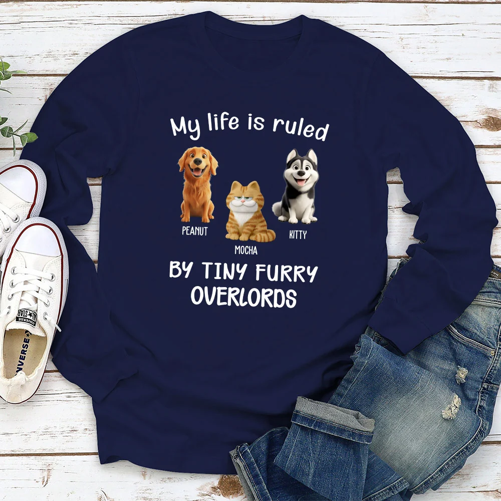 My Life Is Ruled By My Pets - Personalized Custom Long Sleeve T-Shirt - Image 2