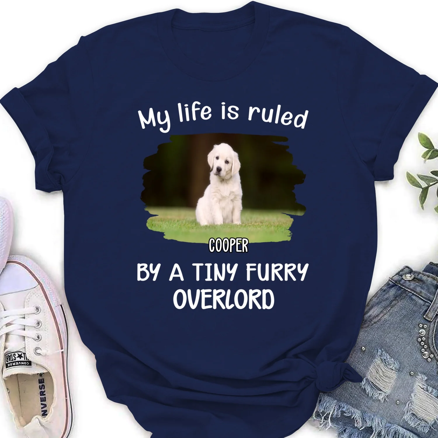My Life Is Ruled By My Pets Photo - Personalized Custom Women's T-Shirt - Image 4